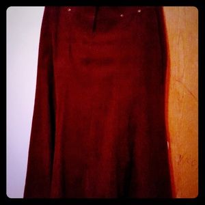 Chocolate Long fully lined flair skirt stretch